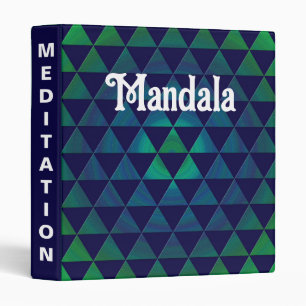 Blue Green Mandala Geometric Triangle Pattern Binder