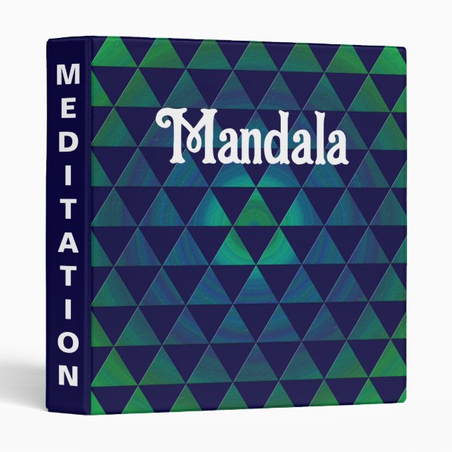 Blue Green Mandala Geometric Triangle Pattern Binder (Front/Spine)