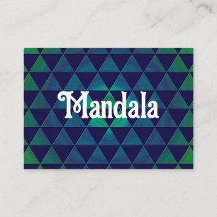 Blue Green Mandala Geometric Triangle Pattern Business Card