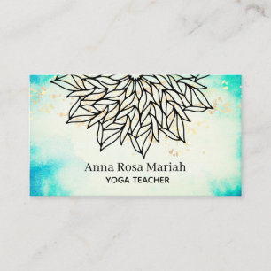 *~* Blue Green Mandala Glitter Spiritual Yoga Business Card