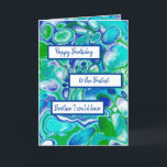 Blue Green Marble Art Happy Birthday Brother Card<br><div class="desc">Personalized Happy Birthday to the Best Brother blue,  green and teal swirled marble fluid art blank card.</div>
