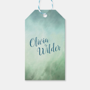Blue Green Marble Borders Gift Tags