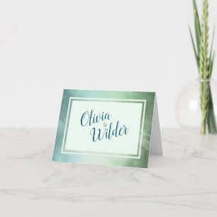 Blue Green Marble Borders Note Card