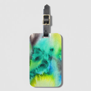 Blue Green marble watercolor art Luggage Tag