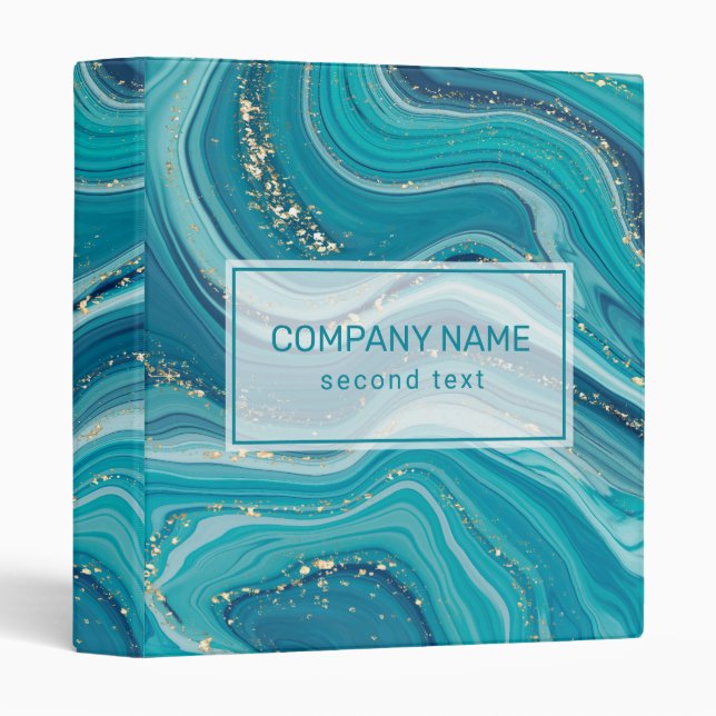 Blue Green Marble with Gold  Binder (Front/Spine)