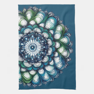 Blue Green Medallion - Abstract  Kitchen Towel