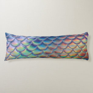 Blue Green Mermaid Fish Scales Holographic Trendy Body Pillow