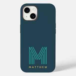 Blue Green Minimalist Bold Monogram Case-Mate iPhone 14 Case