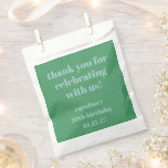 Blue Green Modern Custom 50th Birthday Thank You Favour Bag<br><div class="desc">Thank your guests in style with these Elegant Green Personalized Birthday Favour Bags, perfect for celebrating a special milestone. Featuring a minimalist design with clean white text on a classic green background, these favour bags are ideal for holding small treats or keepsakes. Perfect for 50th birthday parties, milestone celebrations, or...</div>