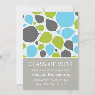 Blue & Green Modern Leaves Graduation Announcement