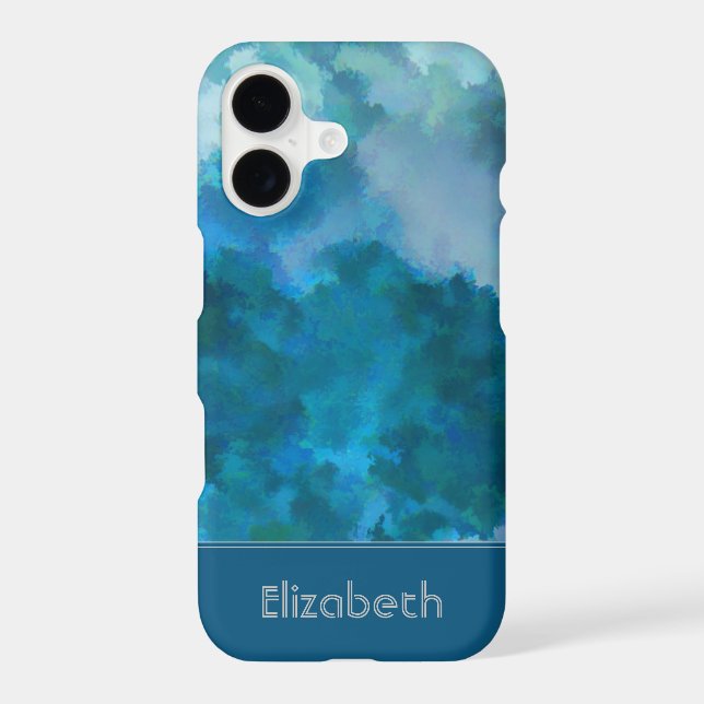 Blue & Green Modern Watercolor Custom Monogrammed (Back)