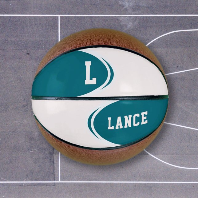 Blue Green Monogram Personalized Basketball (Creator Uploaded)