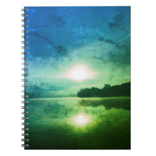 Blue Green Morning Sunrise abstract at CT River Notebook