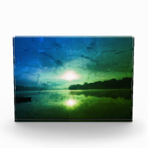 Blue Green Morning Sunrise abstract at CT River Photo Block