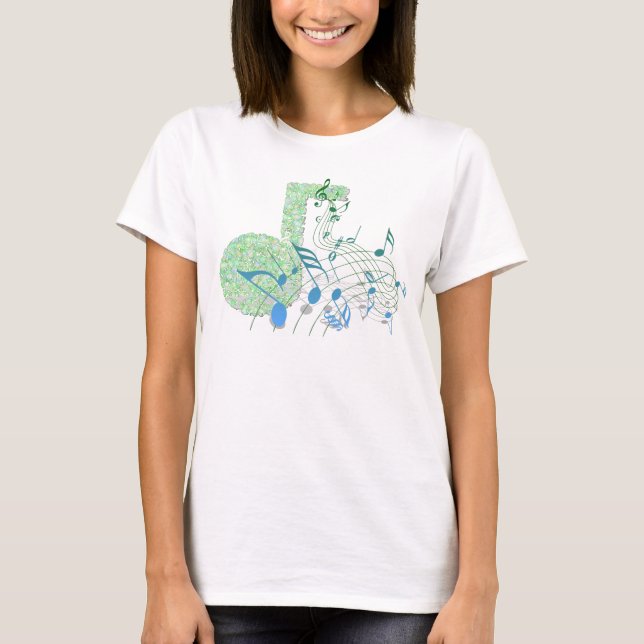 Blue & Green Music Notes Bella Flowy Circle Top (Front)