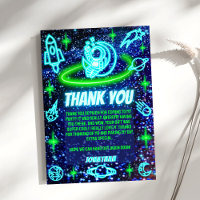 Blue Green Neon Glowing Space Planets Boy's Party