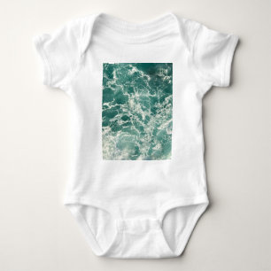 Blue Green Ocean Waves Baby Bodysuit