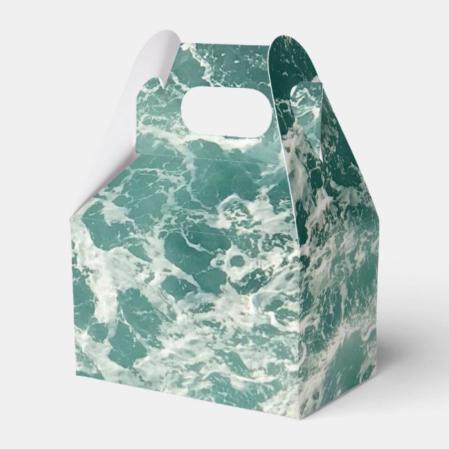 Blue Green Ocean Waves Favor Box (Front Side)