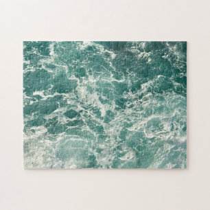 Blue Green Ocean Waves Jigsaw Puzzle