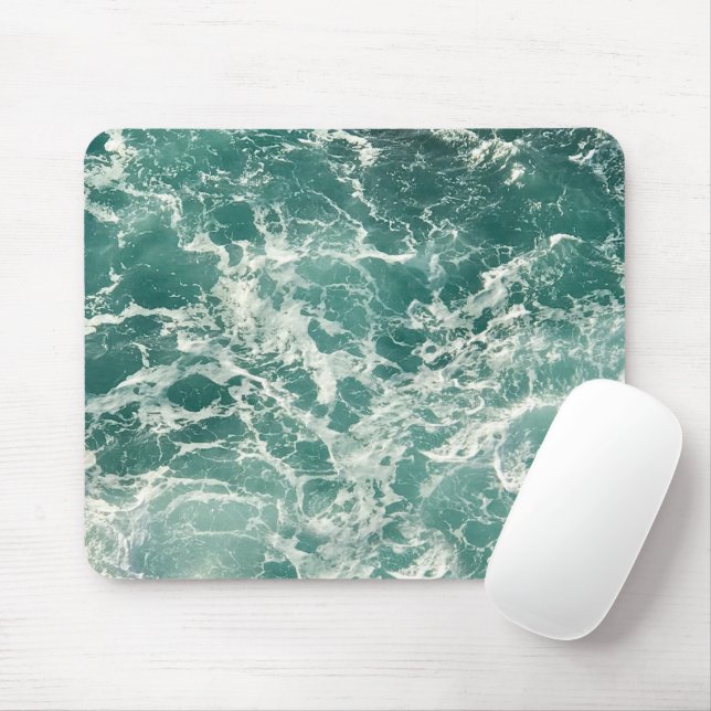 Blue Green Ocean Waves Mouse Pad (With Mouse)