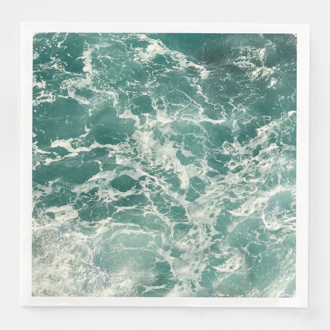 Blue Green Ocean Waves Napkin (Front)