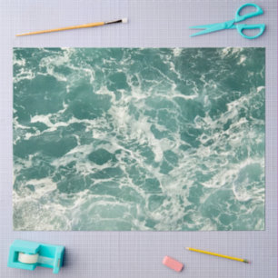 Blue Green Ocean Waves Tissue Paper