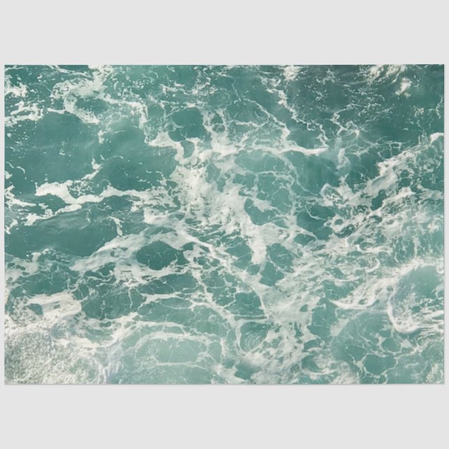 Blue Green Ocean Waves Tissue Paper (Front)