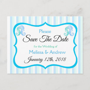 Blue Green Oceanic Beachy Save the Date Postcard