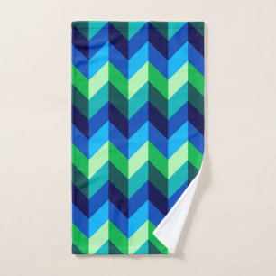 Blue Green Ombre Chevrons Hand Towel