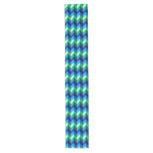 Blue Green Ombre Chevrons Large Table Runner