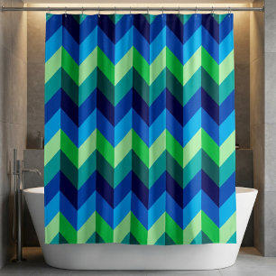Blue Green Ombre Chevrons Shower Curtain