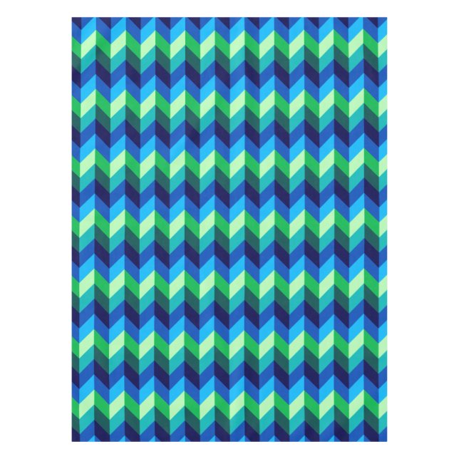 Blue Green Ombre Chevrons Small Tablecloth (Front)