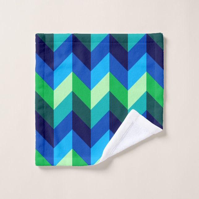 Blue Green Ombre Chevrons Washcloth Wash Cloth (Wash Cloth)