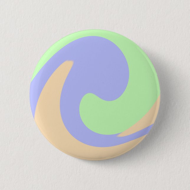 Blue green ombre fluid marble boho bold pattern  2 inch round button (Front)