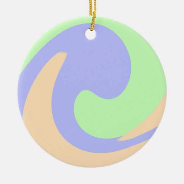 Blue green ombre fluid marble boho bold pattern  ceramic ornament (Front)