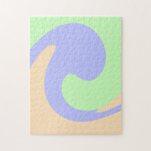 Blue green ombre fluid marble boho bold pattern  jigsaw puzzle