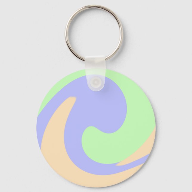 Blue green ombre fluid marble boho bold pattern  keychain (Front)