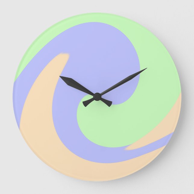 Blue green ombre fluid marble boho bold pattern  large clock (Front)