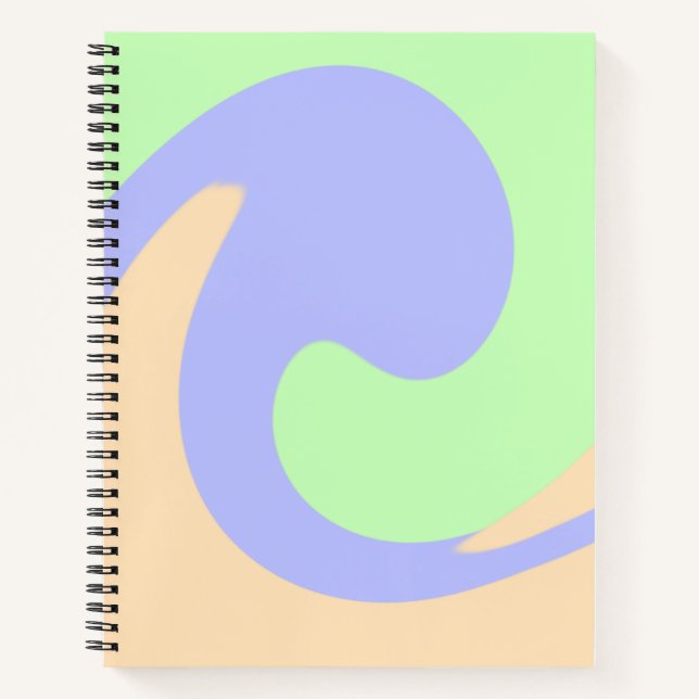 Blue green ombre fluid marble boho bold pattern  notebook (Front)
