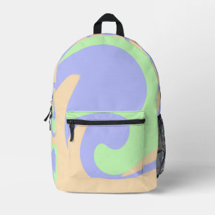 Blue green ombre fluid marble boho bold pattern printed backpack