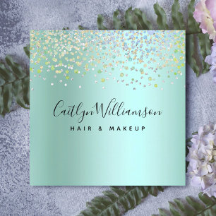 Blue green ombre hair stylist makeup artist modern square business card