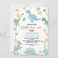 Blue Green One Dino Mite Dinosaur 1st Birthday