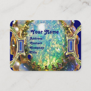 BLUE GREEN OPAL ,ART NOUVEAU GOLD JEWEL MONOGRAM BUSINESS CARD