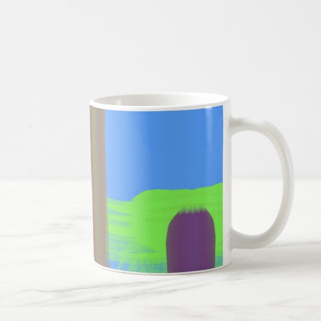Blue Green Orange Colour Art Pattern Coffee or Tea Coffee Mug (Right)