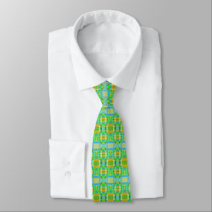 Blue Green Orange Purple Creamy Lattice Pattern  Tie