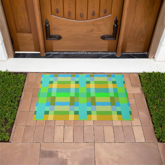 Blue Green Orange Purple Creamy Pattern Abstract Doormat (Outdoor)