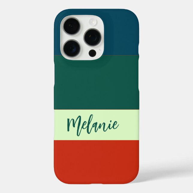 Blue, Green Orange Stripes Pattern Personalised Case-Mate iPhone Case (Back)