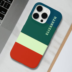 Blue, Green Orange Stripes Pattern Personalised iPhone 16 Pro Case