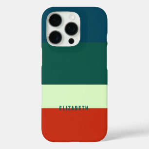 Blue, Green Orange Stripes Pattern Personalised iPhone 16 Pro Case