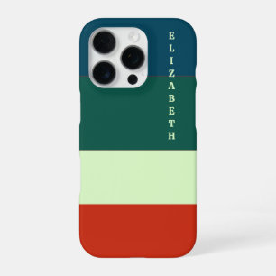 Blue, Green Orange Stripes Pattern Personalised iPhone 16 Pro Case